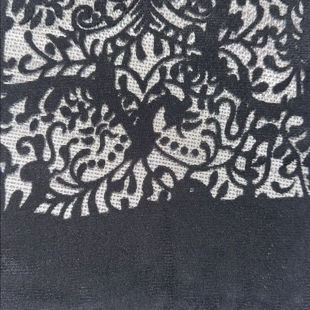 Vintage Korean Velour Black Floral Sheer Elegant Scarf